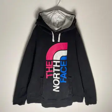 THE NORTH FACE 빅 로고 후드티 블랙 x 멀티 컬러 XL