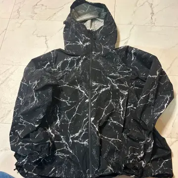 발수 올 패턴 프린트 집업 후디