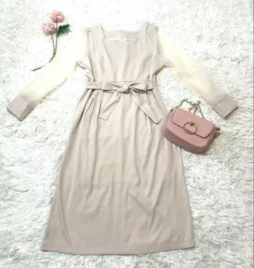 44.DAY CLOSET 베이지 시스루 긴팔 롱 원피스 XL