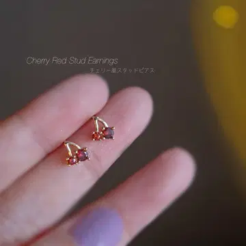 오렌지 스터드 귀걸이 체리 작음 심플 섬세한 액세서리 크리스마스 컬러