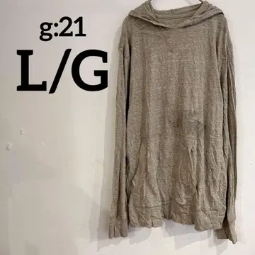 g:21 [ L/G ] 후드 부착 긴팔 얇은 소재 후드티 그레이지