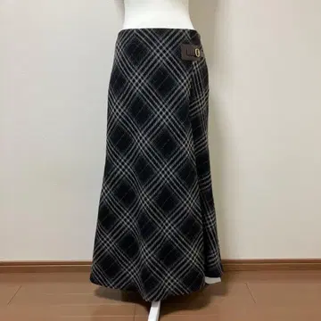 로라 애슐리 롱 스커트 울 혼방 가을 겨울 체크 따뜻한 고급스러운