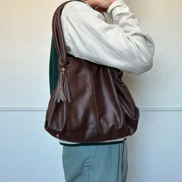 90s 빈티지 가죽 숄더백 토트백 브라운