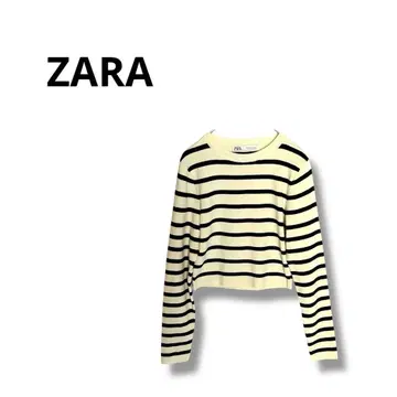 [ 자라 ] 니트 스웨터 긴팔 보더 귀여운 루즈핏 화이트 XL