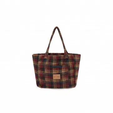 ason 체크 무늬 토트백