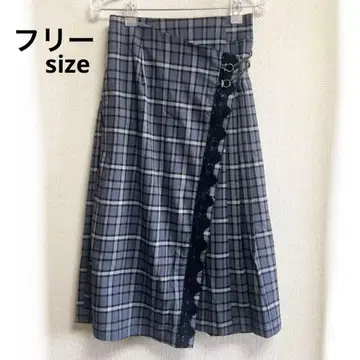 미사용 택 포함 프리 엑시즈팜 랩 스커트풍 플리츠 애쉬 그레이