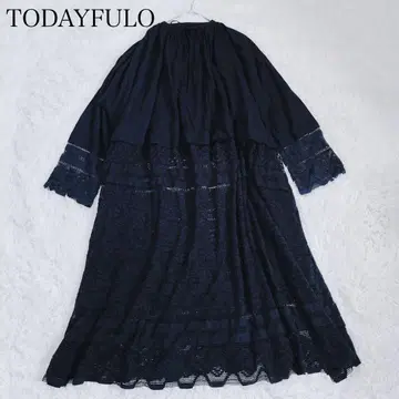 투데이풀 쳐치 레이스 드레스 롱 블랙 빅 허리 조정 M