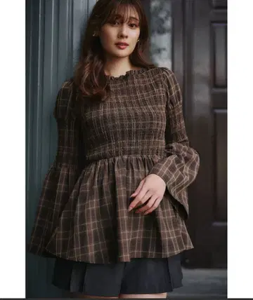 herlipto Checked Flared Peplum Top