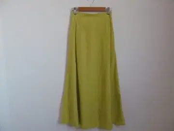 라임 그린 플레어 롱 스커트