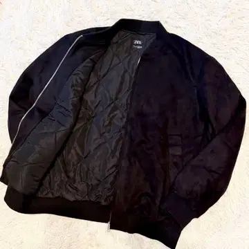 ZARA 자라 블루종 스웨이드풍 블랙 집업 충전솜 XXL