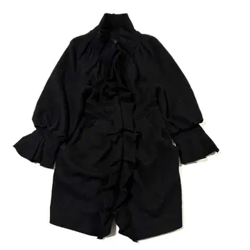 [ 새상품급 ] EPOCA 에포카 울 코트 프릴 디자인 블랙 40 일본제