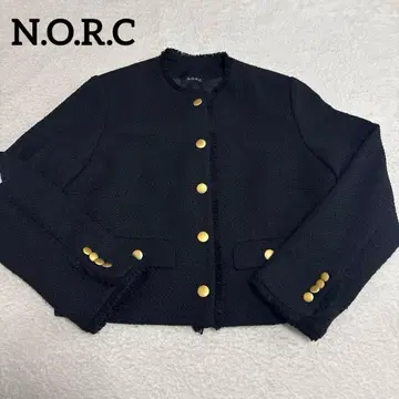 새상품급 노크 트위드 노카라 자켓 골드 버튼 포멀 포멀