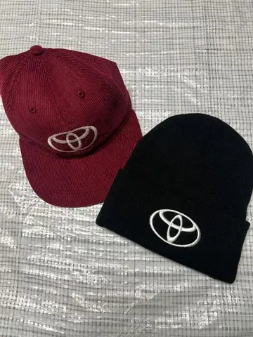 도요타 로고 코듀로이 캡과 니트 모자 세트