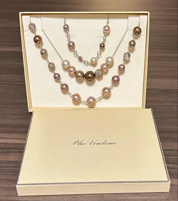 플러스 반돔 4way 롱 목걸이 브론즈 컬러