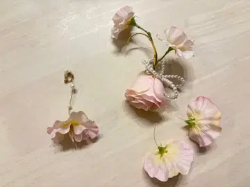 플라워 이어커프 & 귀찌 핑크