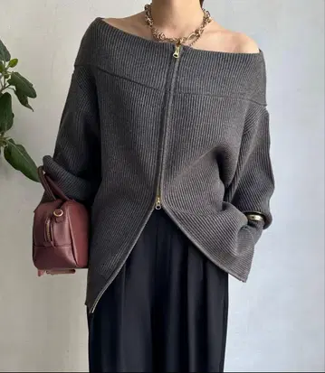 DOUDOU (두두) 전후 2WAY 까끌거리지 않는 프론트 지퍼 니트