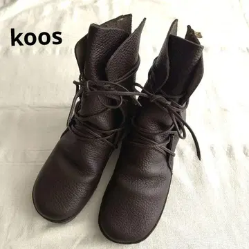 koos *다크 브라운 레이스업 가죽 숏부츠 37