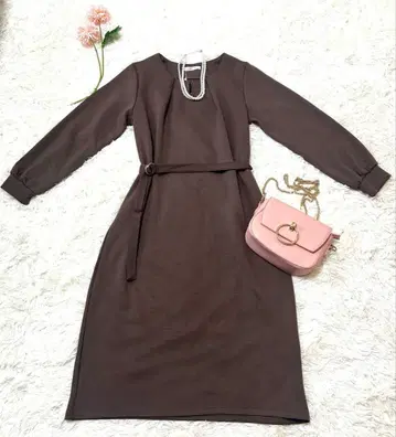 46.KHALITA 브라운 무릎 기장 원피스 L