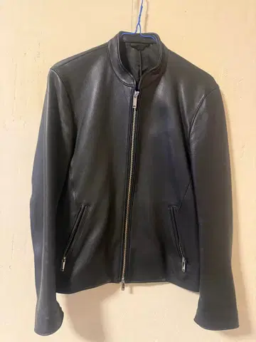 블랙 가죽 자켓 스탠드 카라 사이즈 2