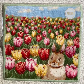 페이 타월 손수건 코스메 주방 튤립 토끼 약 25cm