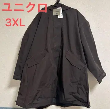 새상품 유니클로 블록 테크 릴랙스 하프 코트 다크 브라운 3XL