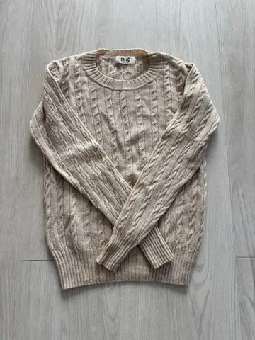 RHC 베이지 케이블 니트 스웨터 긴팔