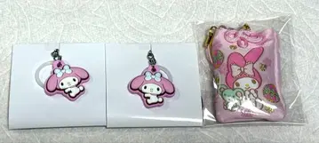 마이멜로디 3개 세트 아크릴 참 2개, 부적풍 끈 장식