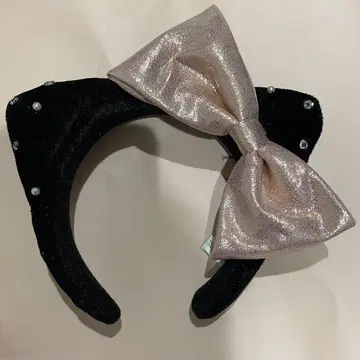 USJ 헬로키티 머리띠 블랙 핑크 라메 리본 유니버셜 비쥬