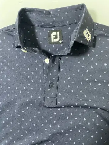 FootJoy 네이비 도트 무늬 피케 셔츠