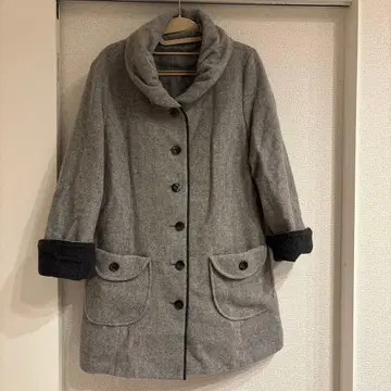 그레이 울 혼방 피코트