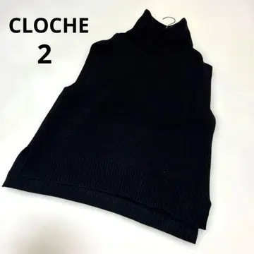 CLOCHE 크로셰 블랙 터틀넥 슬리브리스 니트 블랙 2