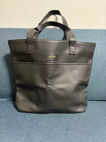 빔즈 토트백 가죽 대용량 블랙 BEAMS