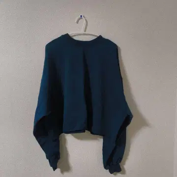 PAGEBOY 다크 그린 크롭 맨투맨 여성용 프리 사이즈