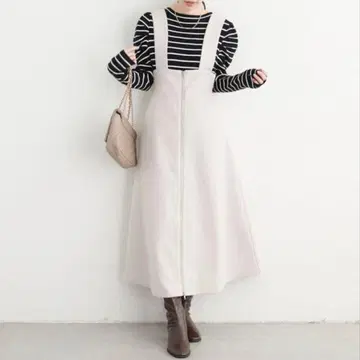 페이크 울 프론트 ZIP 점프수트 내추럴 꾸뛰르