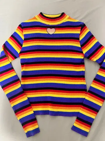 캔디 스트라이프 레인보우 스트라이프 긴팔 스웨터