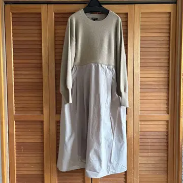 INDIVI 포근한 소매가 귀여운 니트 원피스 베이지