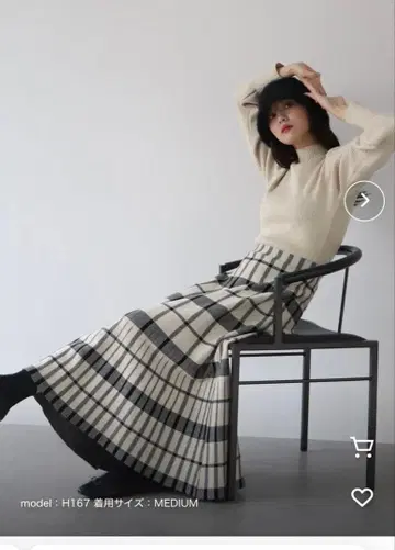 BLUEEAST 체크 자카드 니트 원피스 베이지 M