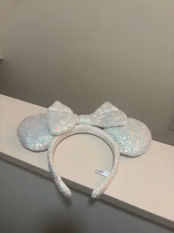 미니 귀 머리띠 화이트 스팽글
