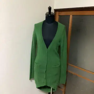 그린 컬러 V넥 가디건 ETERNAL CASHMERE 캐시미어 100%