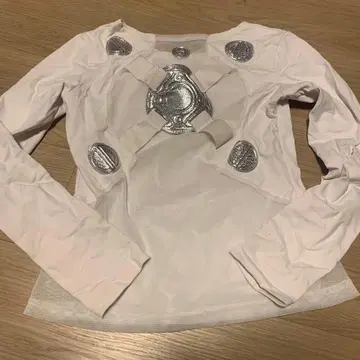 사이버 도그 화이트 메쉬 긴팔 상의 y2k