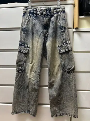 WYM VINTAGE WASHED DENIM CURVED CARGO S