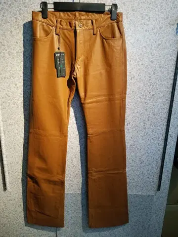 IUP 소가죽 가죽 팬츠 S 레드 카멜