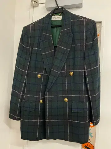 EVA DONNA 다크 그린 체크 무늬 자켓 온워드 카시야마