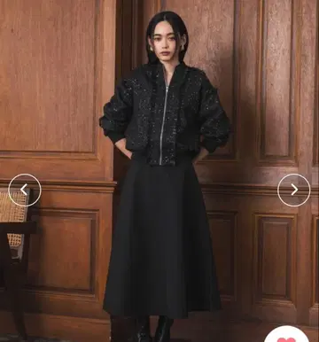 ELFRANK 본딩 플레어 롱 스커트 블랙 L 사이즈