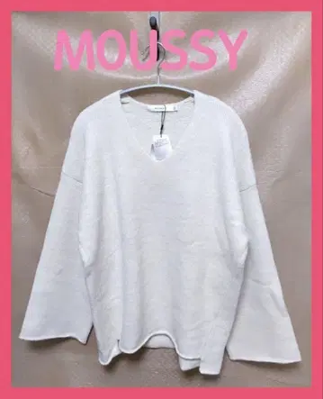 [택 포함 새상품] MOUSSY V넥 니트 스웨터 아이보리 루즈핏