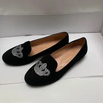 파비오 루스코니 반짝이 장식 블랙 스웨이드 플랫슈즈