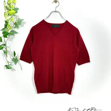 UNTITLED 언타이틀 울 100% V넥 5부 소매 니트 스웨터 M