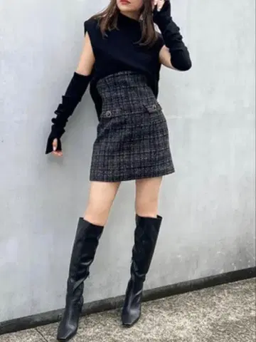 eimy istoire 하이웨스트 트위드 미니 스커트