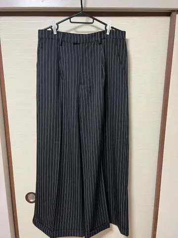 스트라이프 와이드 팬츠 블랙