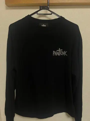 PHATRNK 스톤 장식 블랙 맨투맨 S